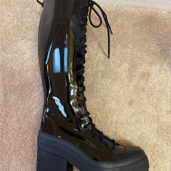 Converse Shiny Black Lace-Up Boots - Picture 3 of 4
